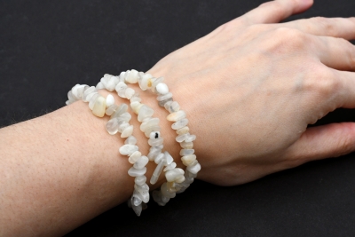 Mondstein wei� Splitterarmband 3-er Set