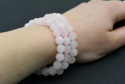 Rosenquarz Kugel Armband 8 mm Matt