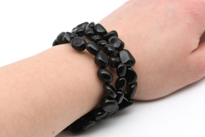 Obsidian Trommelstein Armband