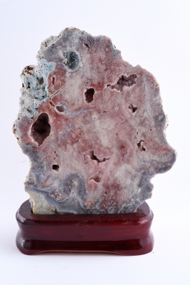 Amethyst pink Scheibe auf Holzsockel ab 13 Kg