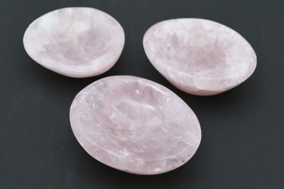 Polished rose quartz bowl
