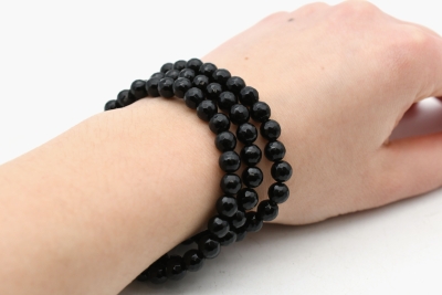 Obsidian Bead Bracelet faceted