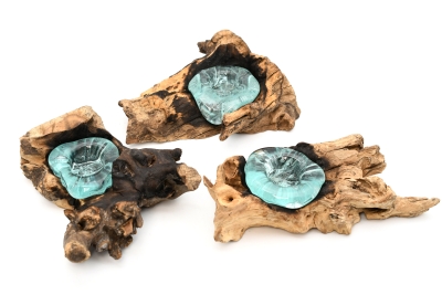 Teelicht auf Kaffeestrauchwurzel 1