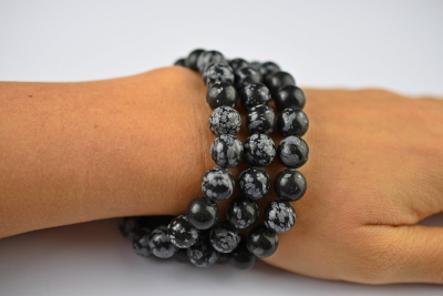Schneeflocken Obsidian�Kugel Armband 10 mm