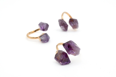 Amethyst Spitzen Ring goldfarben