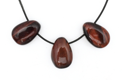 Tigerauge rot Trommelsteine flach gebohrt 5-er Set