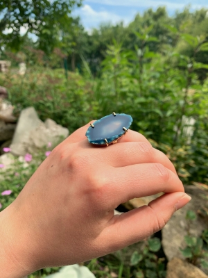 Achat Scheibe Blau Ring