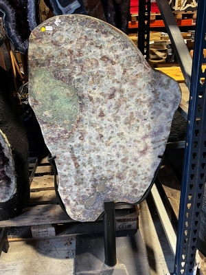 Chalcedon Quarz Scheibe auf Metallst�nder