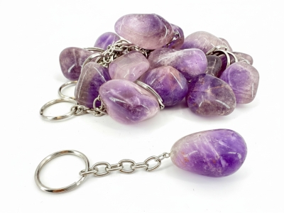 25 keychain amethyst tumbled stones