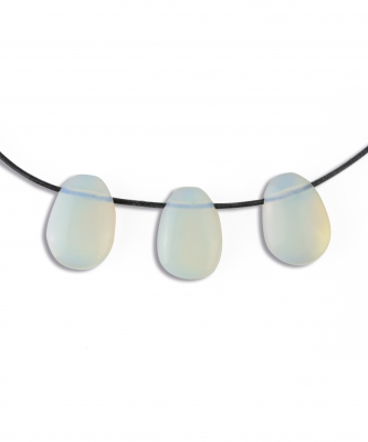 Opalith Trommelsteine flach gebohrt 5-er Set