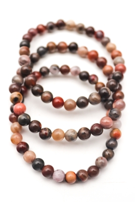 Petrified wood bead bracelet 6 mm