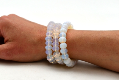 Opalith (synthetisch) Button Armband facettiert 10 mm