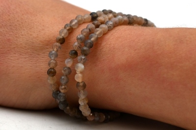 Moonstone Gray Bead Bracelet faceted 4 mm
