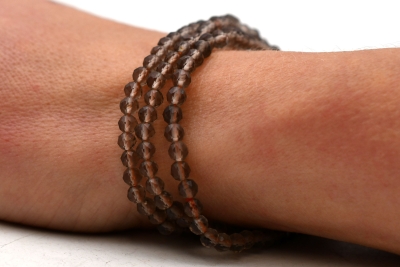 Smokey Quartz Bead Bracelet faceted 4 mm