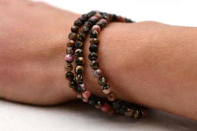 Rhodonite Bead Bracelet faceted 4 mm