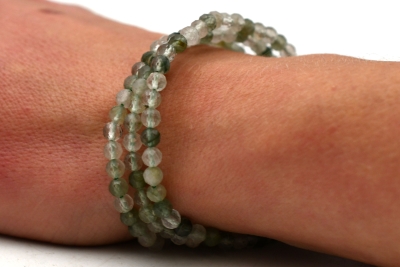 Rutile Quartz Green Bead Bracelet faceted 4 mm