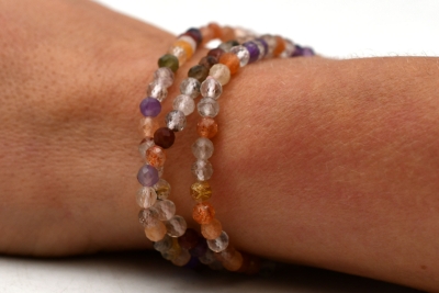 Cacoxenit (Super Seven) Kugel Armband facettiert 4 mm