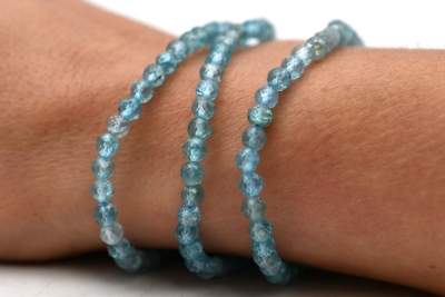 Apatite Blue (Light or Dark) Bead Bracelet faceted 4 mm