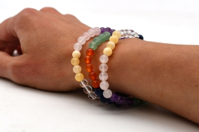 Chakra Kugel Armband 6 mm