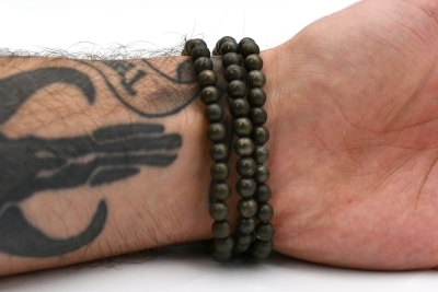 Pyrit Kugel Armband 6 mm