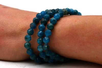 Apatit blau Kugel Armband facettiert 6 mm