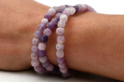 Lepidolite Cube Bracelet faceted 4 mm