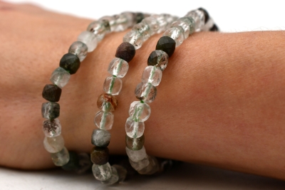 Phantom Quartz (Green Ghost) Cube Bracelet faceted 6 mm
