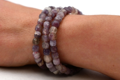 Lepidolite Cube Bracelet faceted 6 mm