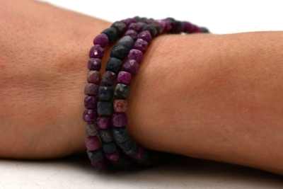 Ruby-Sapphire Cube Bracelet faceted 4 mm