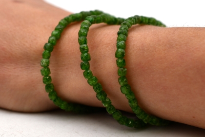 Chrome Diopside Cube Bracelet faceted 4 mm