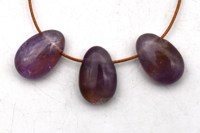 Ametrin Trommelstein flach gebohrt 3-er Set