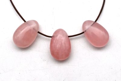Rose Quartz Tumbled Stone Flat Drilled Set Of 5
