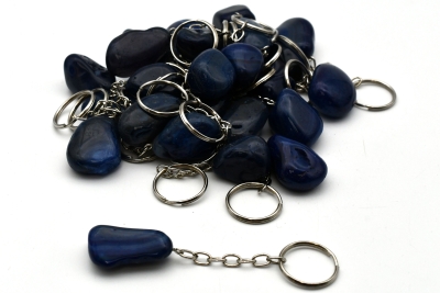 25 Schl�sselanh�nger Achat Trommelstein blau (gef�rbt)