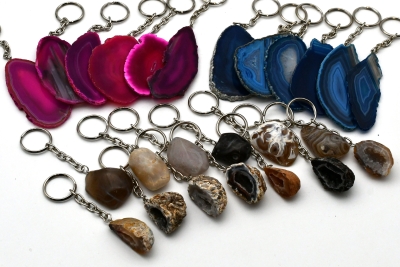 25 Schl�sselanh�nger Achat Mix (natur & gef�rbt)