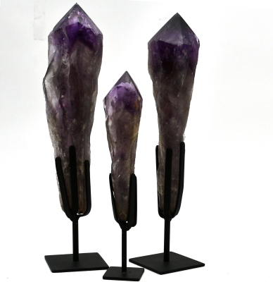 Amethyst Maraba natural points on metal stand large