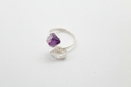 Bergkristall Amethyst Spitzen Ring 925er Silber