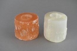 Selenit Teelichthalter Zylinder wei�