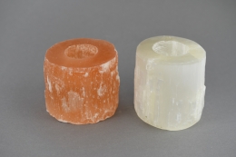 Selenit Teelichthalter Zylinder orange