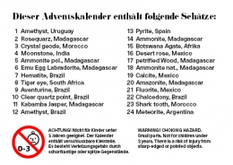Adventskalender mit Mineralien und Fossilien