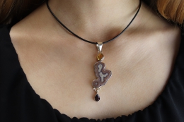 Achat mit Citrin und Granat Silber 925 Anh�nger