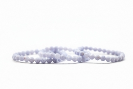 Chalcedony Blue Lace Bead Bracelet, faceted, 6 mm