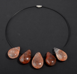 Hematoid red drop shape drilled 5 pcs set