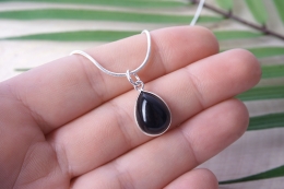 Obsidian Cabochon drop shape pendant