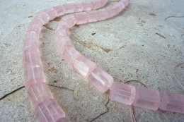 Rosenquarz 6-Eckige Perlen Strang