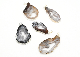 Achat Geodenscheiben Anh�nger galvanisiert silberfarben