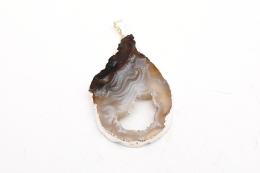 Achat Geodenscheiben Anh�nger galvanisiert silberfarben