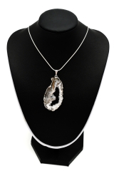 Achat Geodenscheiben Anh�nger galvanisiert silberfarben