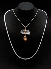 Clear quartz and citrine pendant galvanized