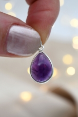 Amethyst Cabochon drop shaped pendant