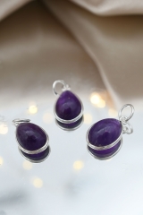 Amethyst Cabochon drop shaped pendant